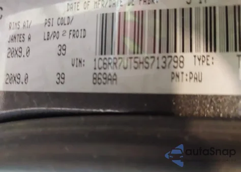 2017 Ram 1500 Sport из США, поврежденный, VIN 1C6RR7UT5HS713798